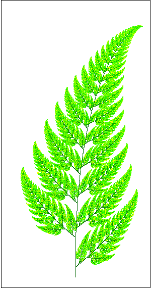Large plot of the Barnsley Fern in shades of green